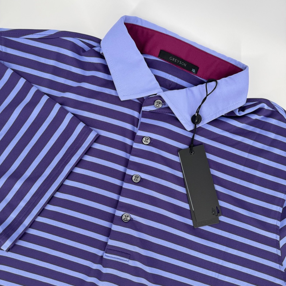 Greyson‎ Savannah Polo Shirt Mens XL Taro Purple Blue Stripe Golf NWT